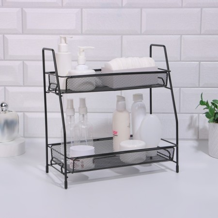 Organizer for storing cosmetics/accessories, two -level, 35 × 17 × 8 cm, black color-3