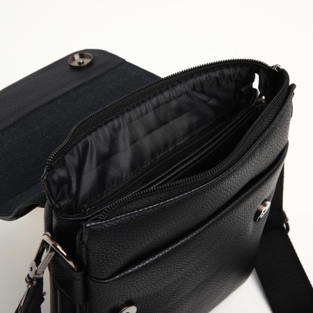 Male bag on the Textura valve, external pocket, black color-6