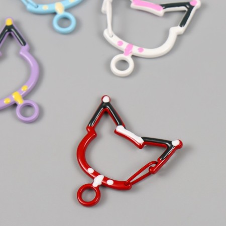 Carabiner Metal with a ring "A cat with a collar" mix 3.4x3.3 cm-2