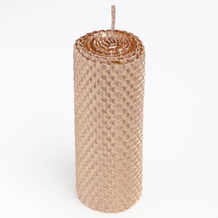 Candle from wax, 4,5x4.5x12.5 cm, metallic bronze-2