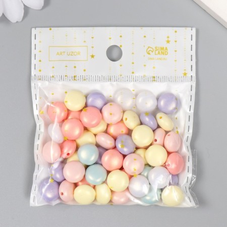 Beads for creativity Plastic "flattened ball. Pastel" Purvalum set 20 grams 0.6x1x1 cm-3