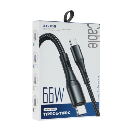 Type-C cable-Type-C, 3 A, 66 W, fast charging, fabric braid, 1 meter, black-3