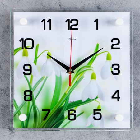 Wall watches: flowers, "snowdrops", silent, 25 x 25 cm
