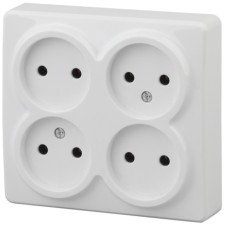 4x2p socket, 16A-250V, IP20, OU, era expert, white