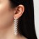 Hanging earrings with rhinestones "bunch" rectangles, white color in silver, 6.5 cm
