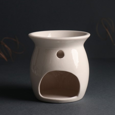 Aroma lamp ceramics "Foliage" White 8.9x8.9x9.3 cm-3