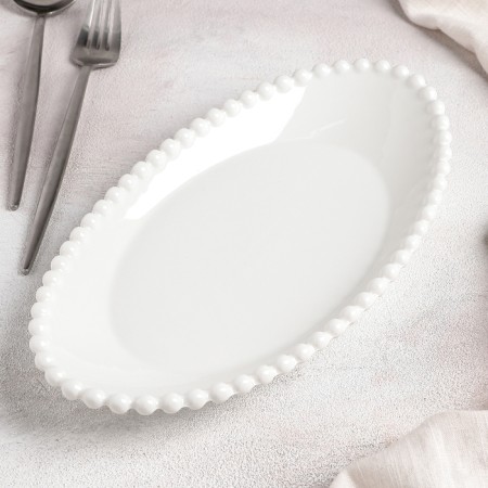 Ceramic oval "Classics" dish, 27.5 × 14 × 4 cm, white color-1