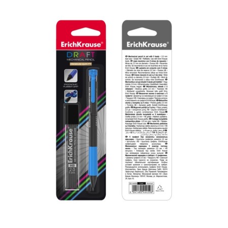 Mechanical pencil, 2.0 mm, Erichkrause "Draft", HB, 5 interchangeable sections, Soft-Touch, Blister, Mix case-3