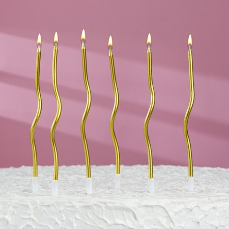 Candles for Cake "Serpentine" 6 pcs, cocktail, gold-5