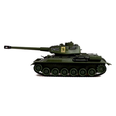 Radio controlled T34, works on the battery, light and sound, green color-1