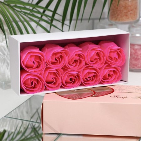 Soap roses, fuchsia, set of 10 pcs.-2