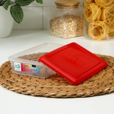 A set of food containers “ASTI”, 3 pcs, 750 ml, 18.5 × 12 × 7.8 cm, rectangular, red color-1