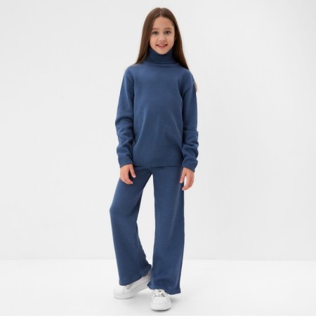 Knitted children's suit (sweater and trousers) minku, blue color, height 110 cm