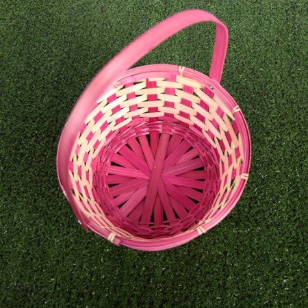Wicker basket, bamboo, 21x21x10/24 cm, pink-3