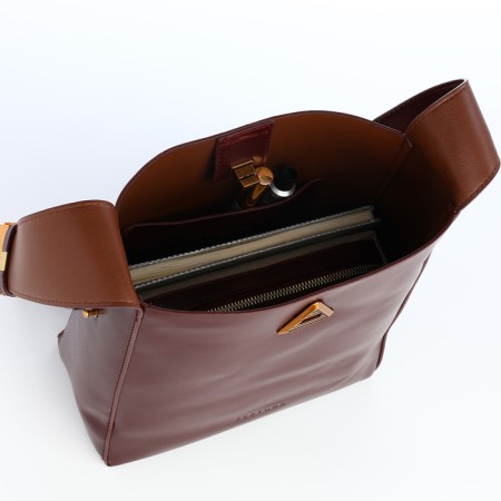 Women's bag on the Textura screw castle, small size, brown color-7