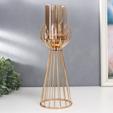 Summary Metal for 1 candle "FARCH WITH Gold balls" gold 37x12x12 cm-2