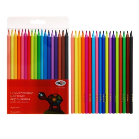 Pencils colored plastic 18 colors Gamma "Cartoons", sharpened, PVC, euro suspension 251220212