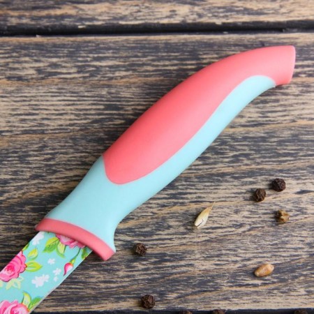 Kitchen knife with an anti -wagoning coating of the “flowers” ​​shares, blade 12 cm-3