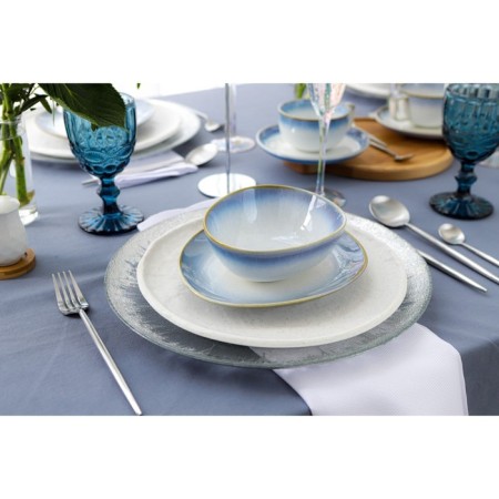 Porcelain dish for feeding Magistro "Paveti", D = 20.5 cm, Blue color-4