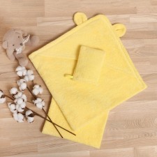 Набор для купания Крошка Я(полотенце-уголок 85*85±2см,полотенце 40*55см, рукавица) св-желтый