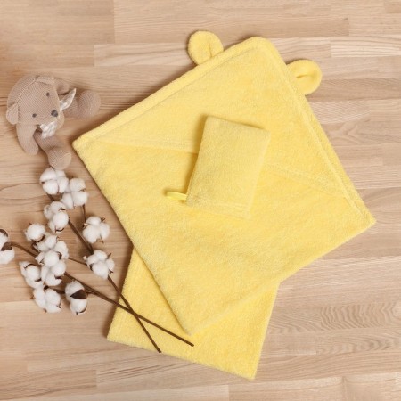 Set for bathing the crumb I (a corner towel 85*85 ± 2cm, towel 40*55cm, mittens) SV-yellow