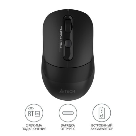 Mouse A4Tech FSTYLER FB10C Black optical (2400DPI) wireless BT/Radio USB (4but)-1