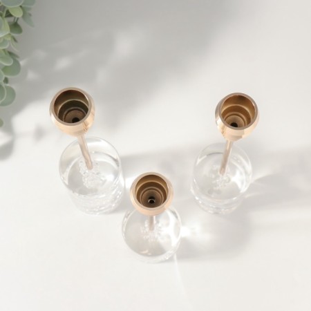 Summary Metal, acrylic "Rib on the catwalk" set of 3 pcs gold h = 23; 21.5; 19.5 cm-2