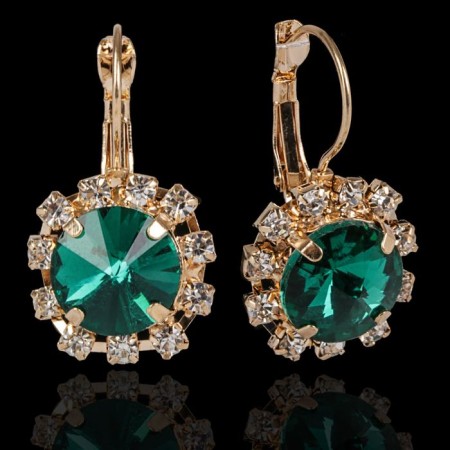 Earrings with rhinestones "Circle" party, large, color mix-4