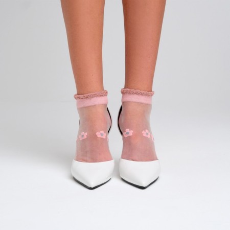 Women's socks Minaku "Flowers", pink color, rr 36-37 (23 cm)-1