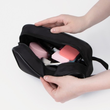 Lightning cosmetic bag, external pocket, black color-3