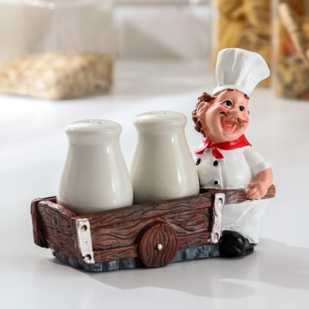 Ceramic set for spices "Cook with a cart", 2 items: Solonka, List, 60 ml-3