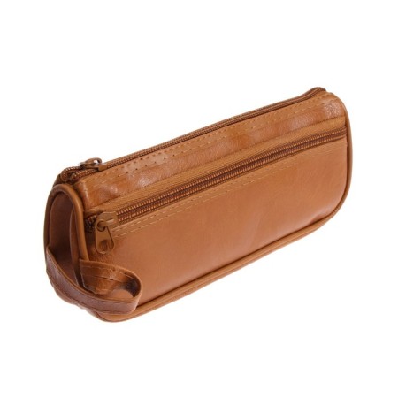 School pencil case with zipper, leatherette, 2 departments, mix-5
