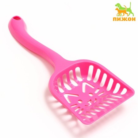 Figure scoop "Cat" with an ergonomic handle, 28 x 10 cm, pink