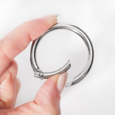 Karabin ring, d = 35/45 mm, thickness - 5 mm, 5 pcs, silver color-2