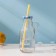 Glass bottle with a lid and a tube, 200 ml, 7.5 × 6 × 14.5 cm, color mix