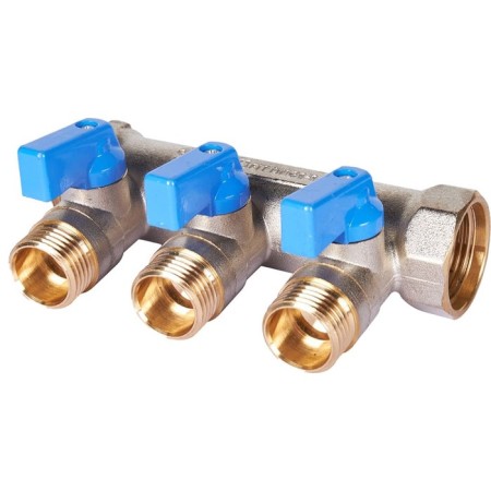 Collector Stout SMB 6211 341203, 1/2 ", 3 exits, with ball valves 3/4", blue pens-3