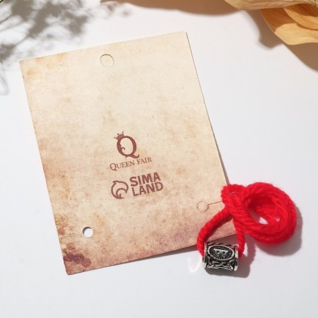 Bracelet an amulet on the thread "Red thread" rune female power, red color with black silver, 30 cm-2