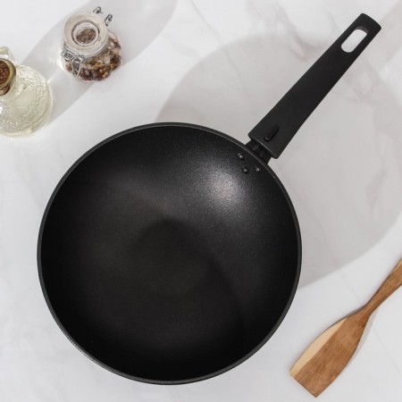 Pan Wok, D = 24 cm, removable handle, anti -stick coating, black color-1