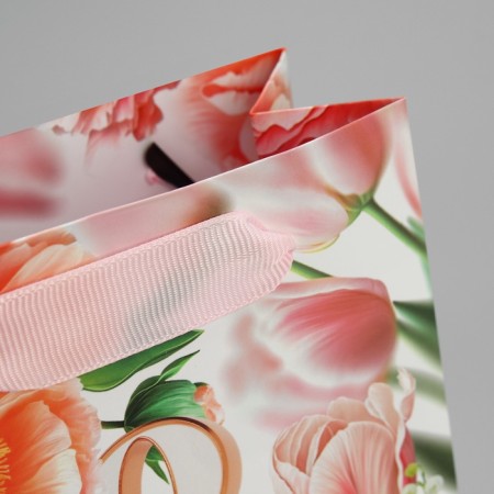 Gift Package laminated, packaging, “Women's Day”, flowers, S 12 x 15 x 5.5 cm-5