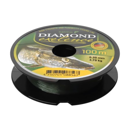 Monophile Salmo Diamond Exelence fishing line, diameter 0.2 mm, test 3.7 kg, 100 m, green