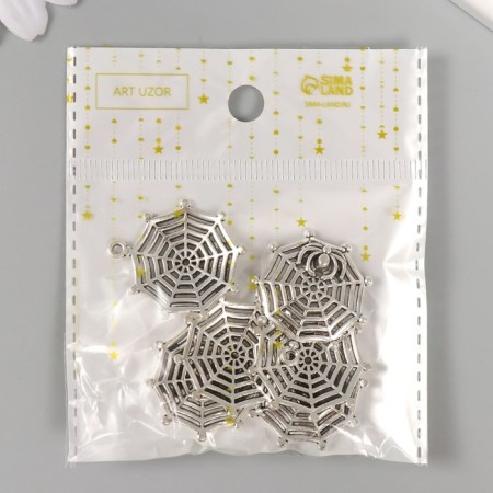 Decor Metal for Creativity "Spider and Web" silver 4503 2.9x2.6 cm-4