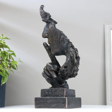 Souvenir Polystone "Male Face - Silence" Blaged Copper 34x12x11 cm-3