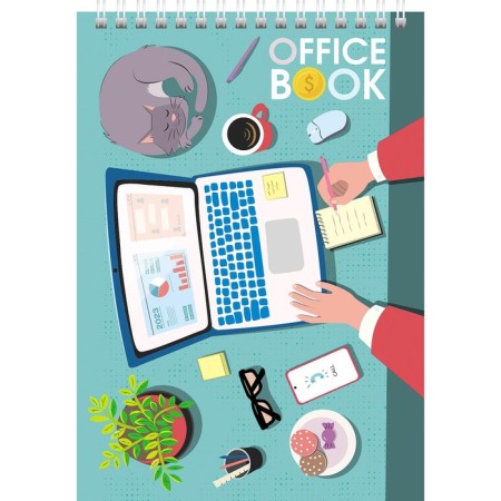 Notepad A5, 80 sheets on the crest of my office, a hard substrate, a perforation for separation, UV lac