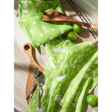 A set of towels of kitchen summer modes, size 45x60 cm, green color-5