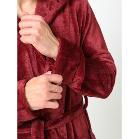 Male robe with a hood, size 48, burgundy color-10