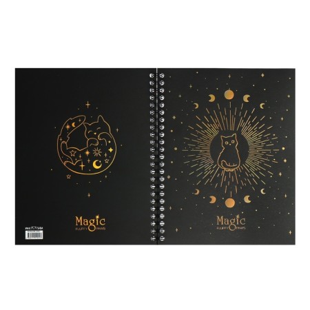 A notebook of 80 sheets in a cage on the crest of Meshu "Black Cat", a double cover, matte lamination, foil embossing-5