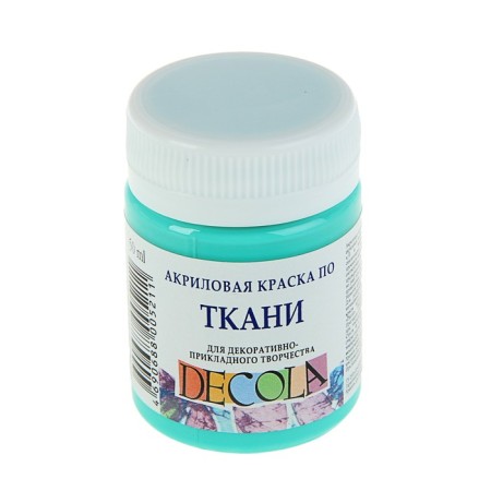 Fabric paint, bank 50 ml, ZHK Decola, mint 4128735, (water -based acrylic)