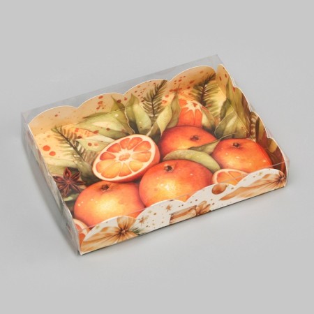 Cookie box, confectionery packaging, "New Year's gifts", 14 x 10.5 x 2.5 cm, New Year-1