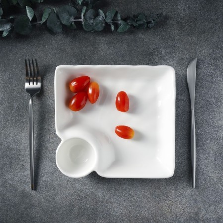 Porcelain dish with magistro blanche sauce, saucepan 60 ml, 18.5 × 17.5 × 4 cm, white color-9
