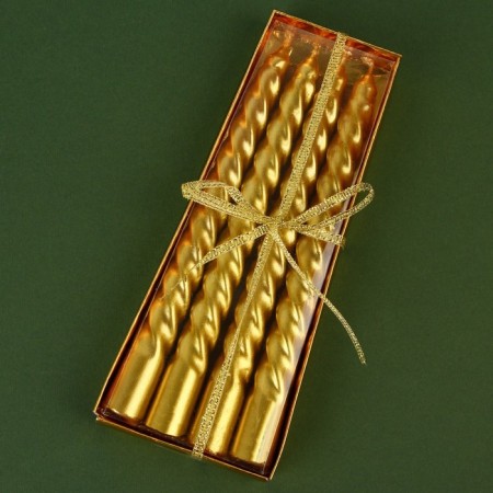 New Year's candles twisted "Happy New Year and Christmas", without aroma, set 4 pcs, height 15 cm-3